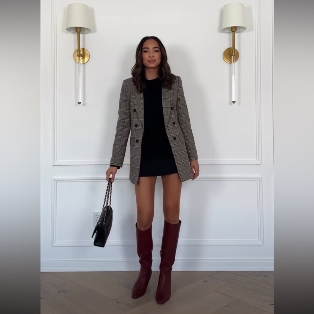 Zara Tan Plaid Blazer